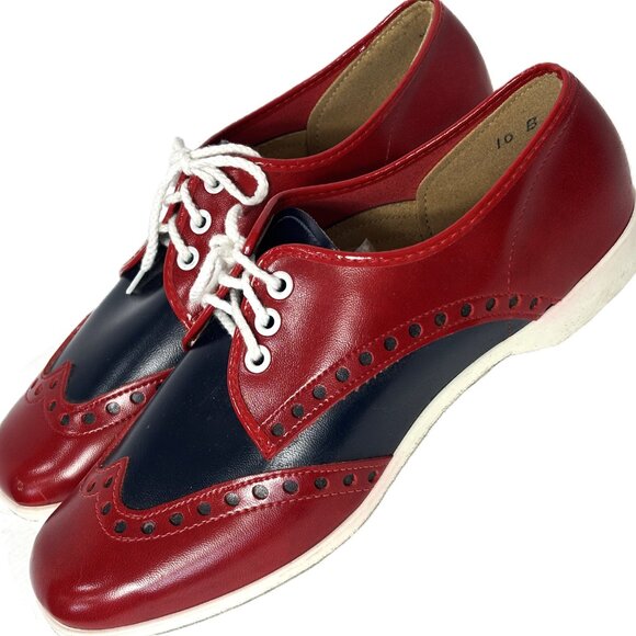 Brunswick Bowling 50’s Style Saddle Shoes Red Blue VTG - Picture 10 of 15